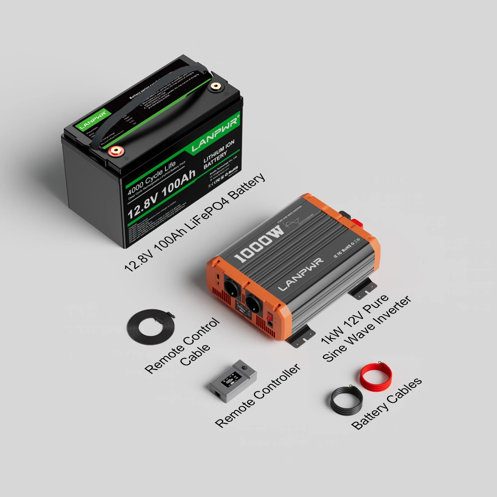 LANPWR 12V 100Ah LiFePO4 Battery with 4000+ Deep Cycles & Built-In 100A BMS, 1280Wh Best RV Lithium Battery