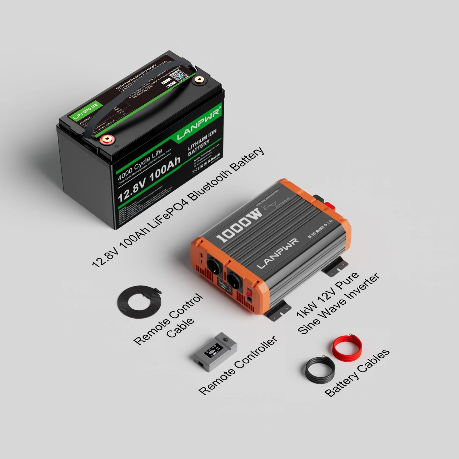 LANPWR 12V 100Ah LiFePO4 Battery with Bluetooth 5.0, 4000+ Deep Cycle Lithium Battery