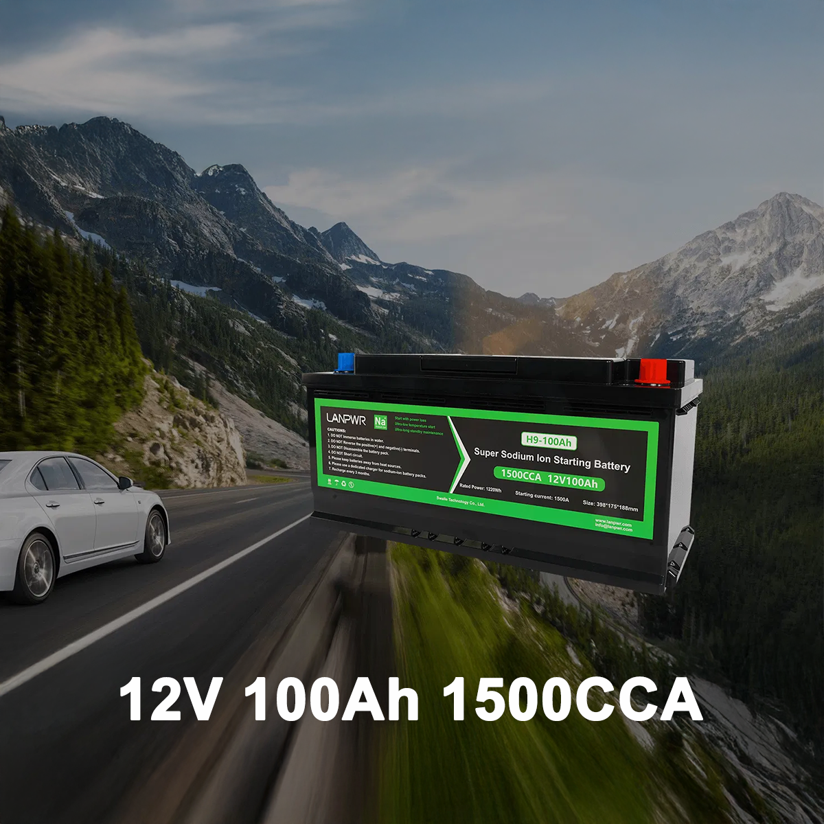 LANPWR H9 1500CCA Starter Battery 12V 100Ah 1220Wh Sodium-ion Vehicle Starting Battery