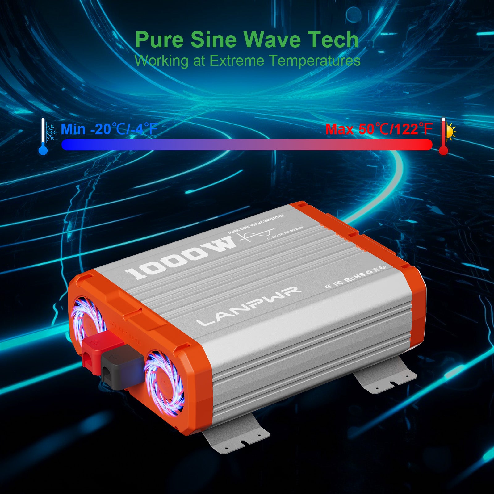 LANPWR 1000W 24V Pure Sine Wave Inverter