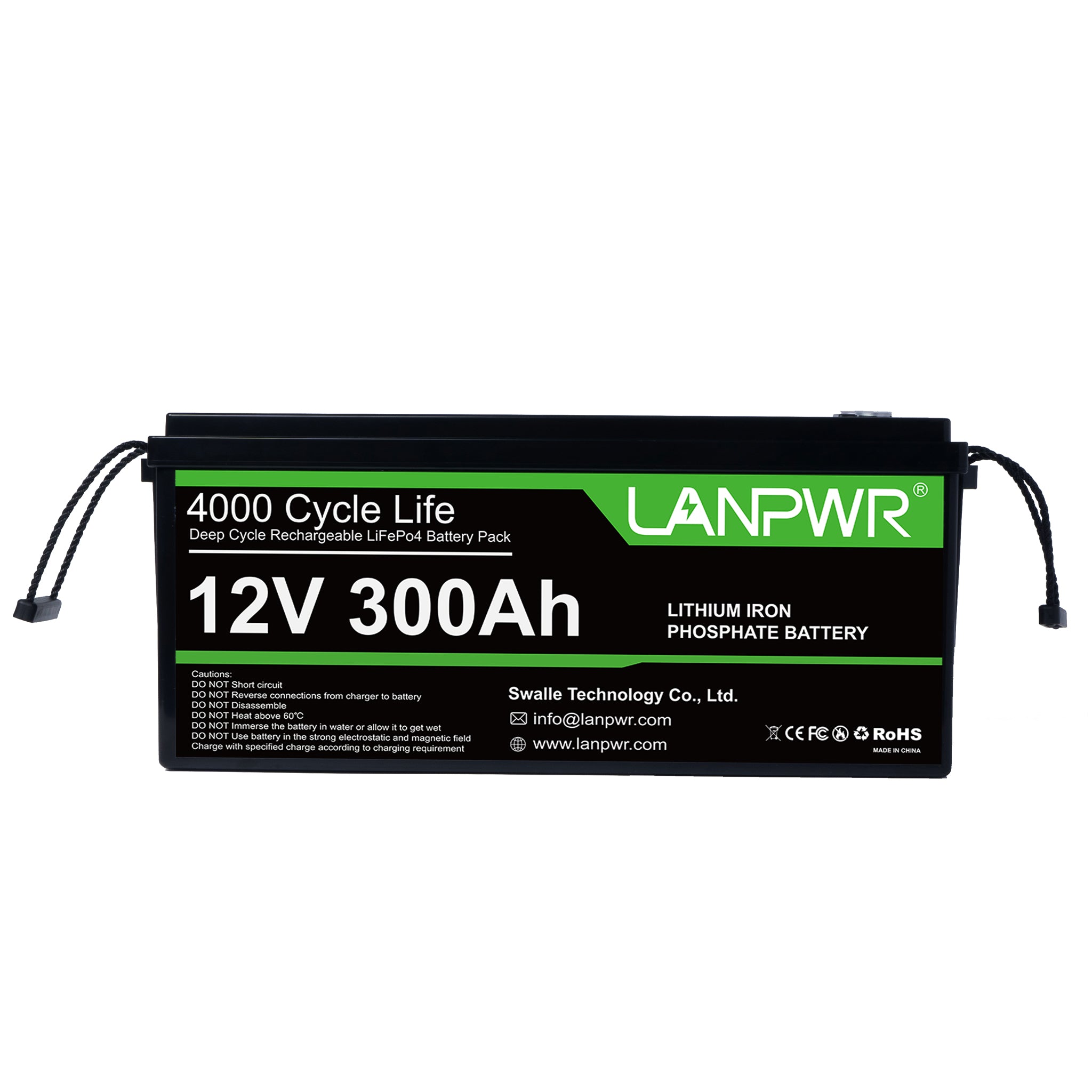 LANPWR 12V 300Ah LiFePO4 Battery, Build-In 200A BMS Maximum Load Power 2560W, 3840Wh Energy