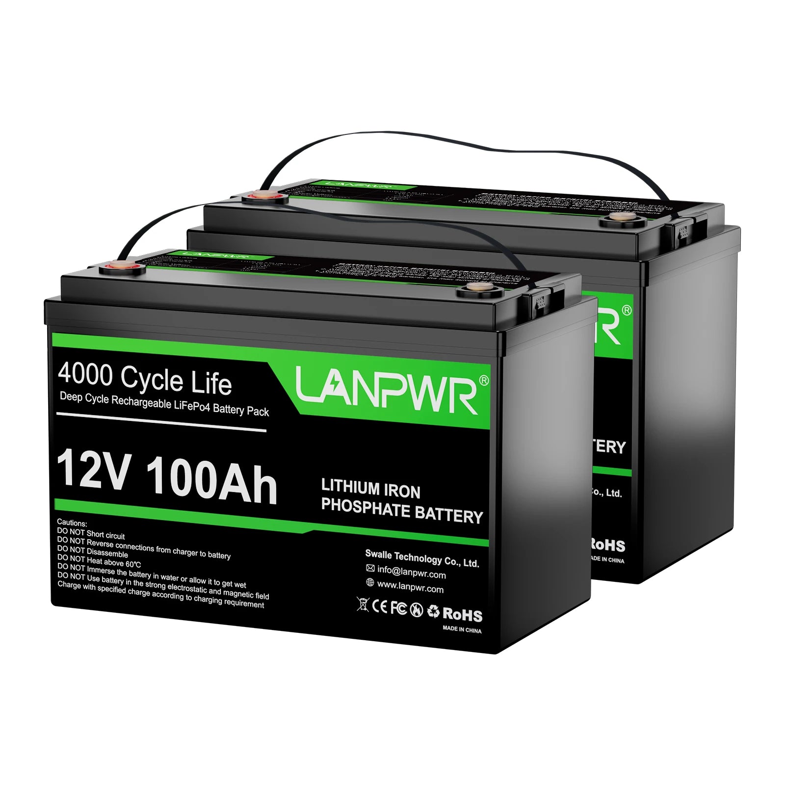 LANPWR 12V 100Ah LiFePO4 Battery with 4000+ Deep Cycles & Built-In 100A BMS, 1280Wh Best RV Lithium Battery