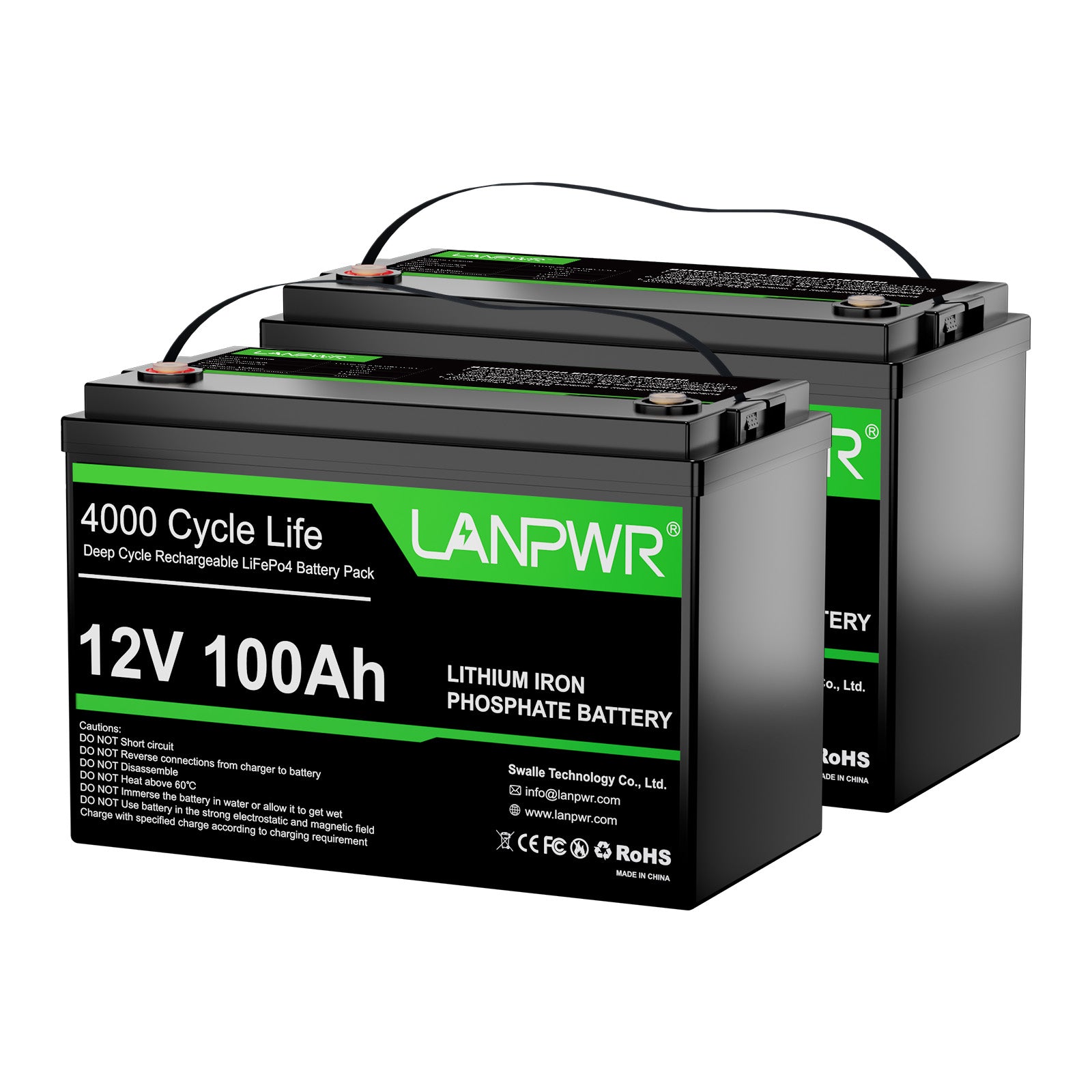 【Black Friday Price €199,99】LANPWR 12V 100Ah LiFePO4 Battery with 4000+ Deep Cycles & Built-In 100A BMS, 1280Wh Best RV Lithium Battery