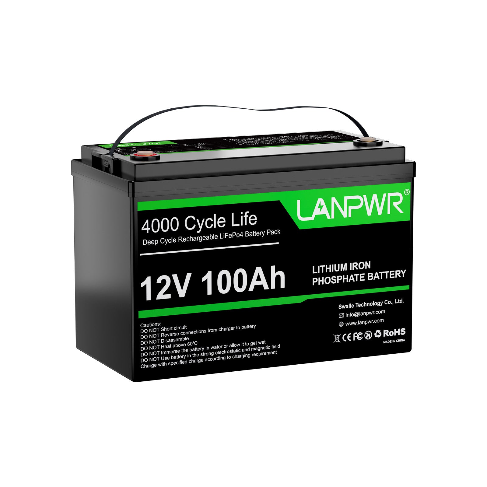 🔥Final Price €209.99🔥LANPWR 12V 100Ah LiFePO4 Battery with 4000+ Deep Cycles & Built-In 100A BMS, 1280Wh Best RV Lithium Battery