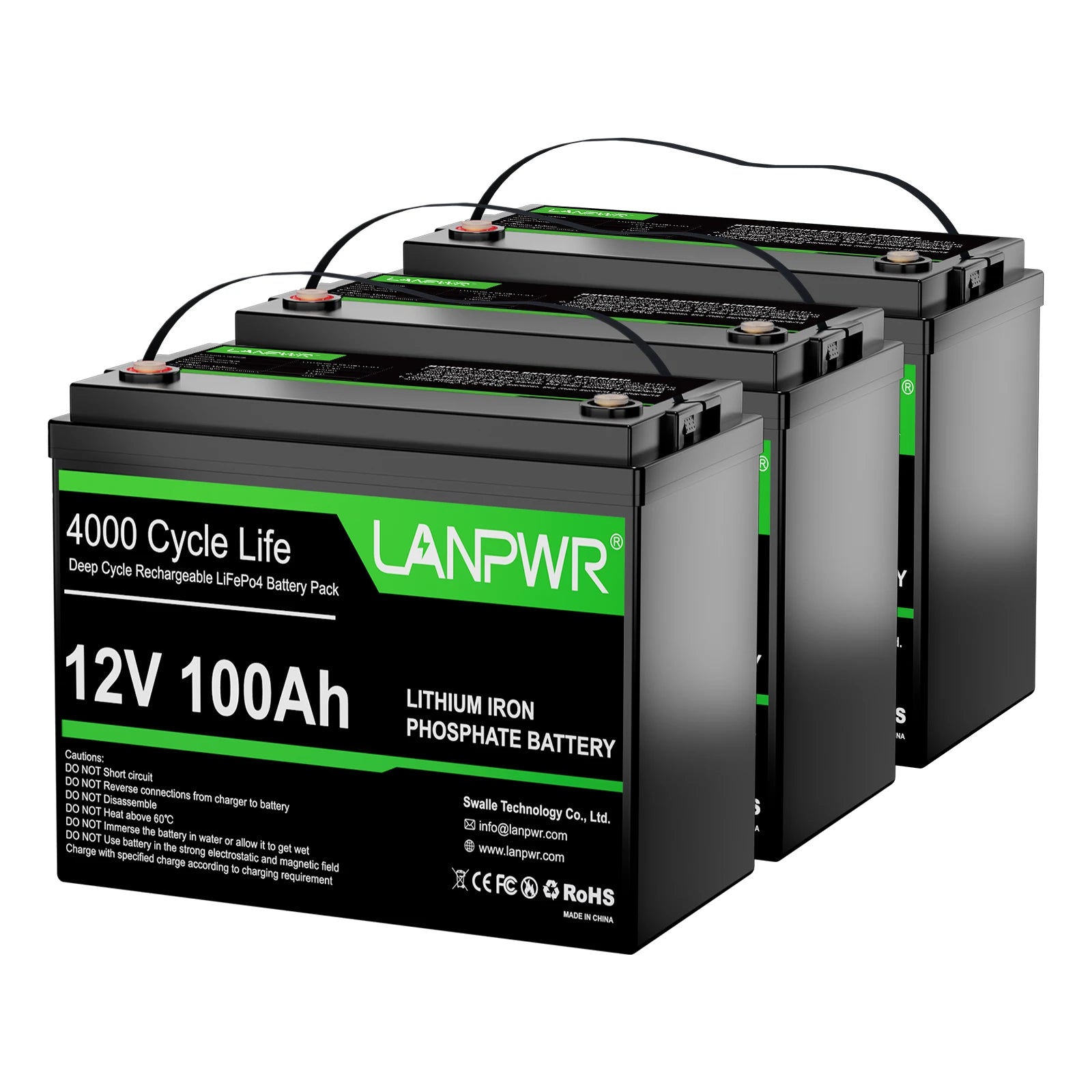 LANPWR 12V 100Ah LiFePO4 Battery with 4000+ Deep Cycles & Built-In 100A BMS, 1280Wh Best RV Lithium Battery