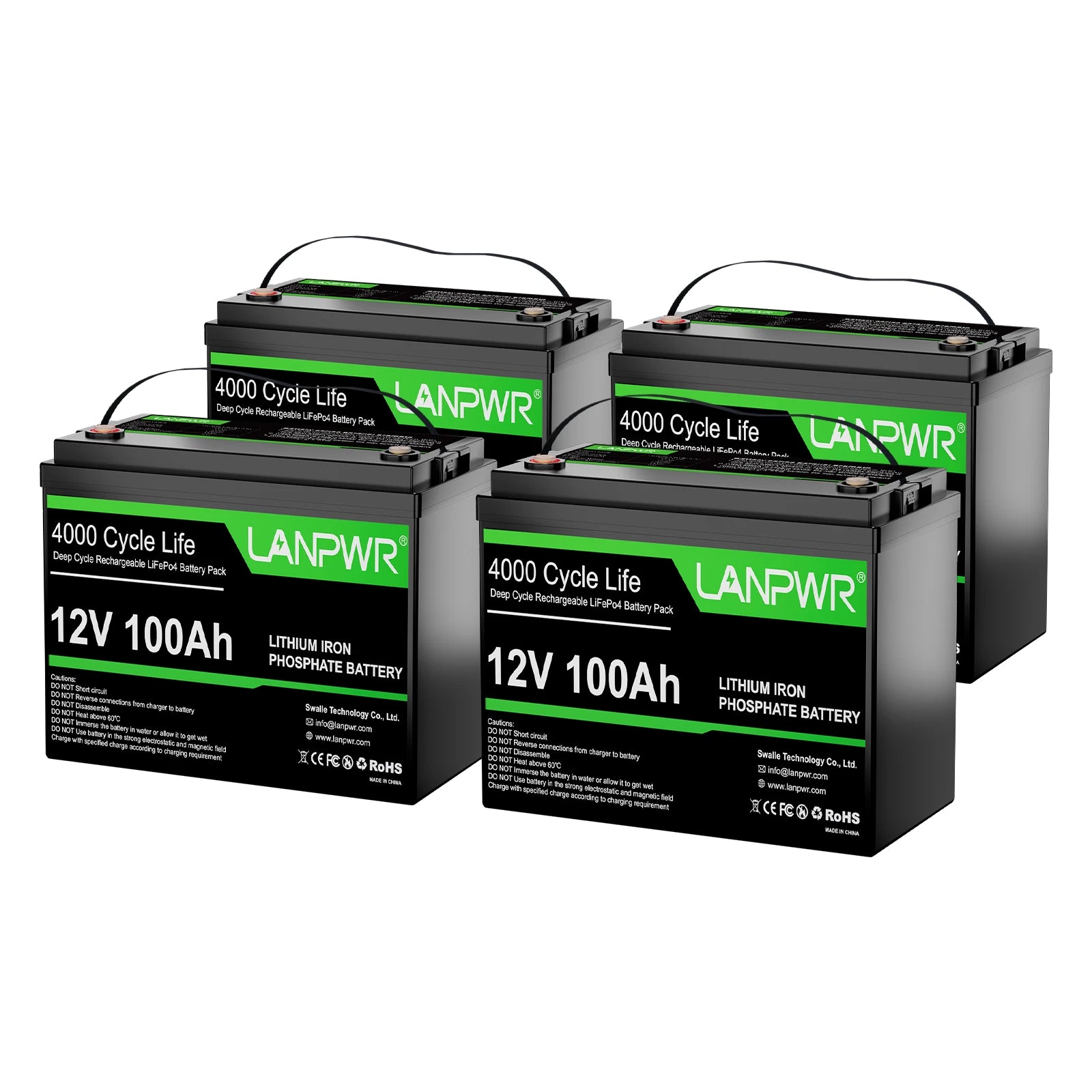 LANPWR 12V 100Ah LiFePO4 Battery with 4000+ Deep Cycles & Built-In 100A BMS, 1280Wh Best RV Lithium Battery