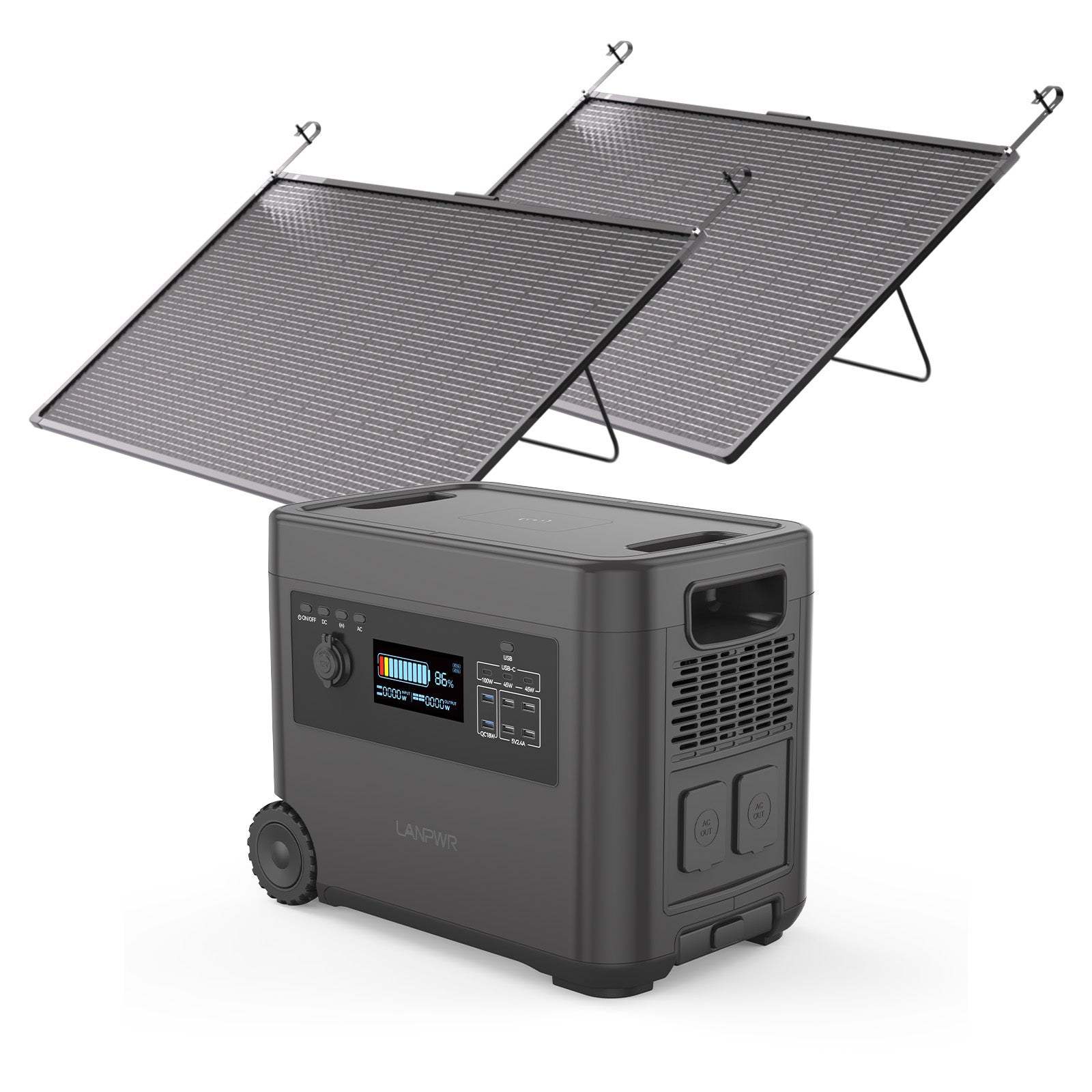 LANPWR D5-2500 Portable Power Station Solar Generator 2160Wh 2500W Perfect for Outdoor camping, RV trip, Outdoor party, Home use