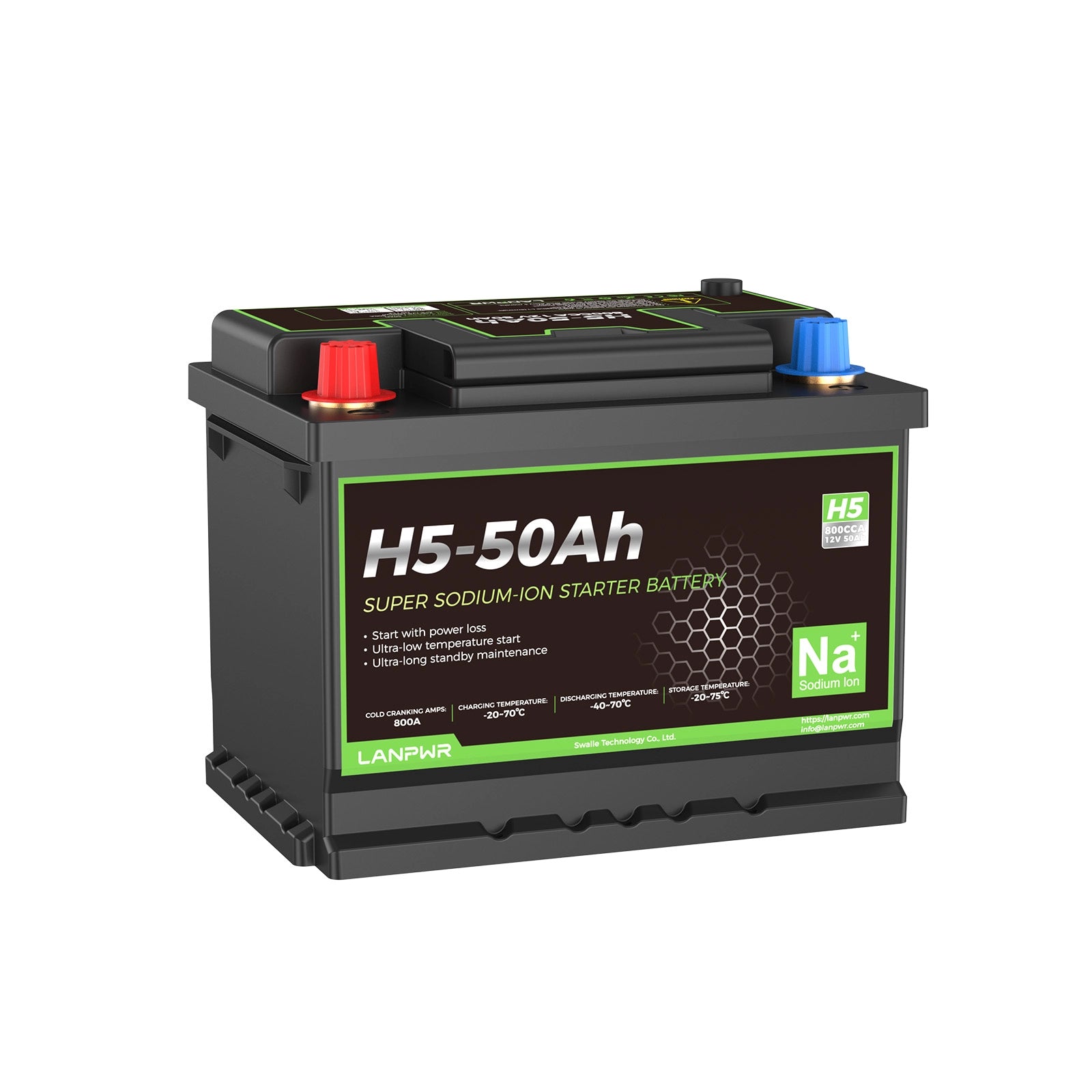 LANPWR Group-47 H5 Sodium-ion Starter Battery – 12V 50Ah | 800CCA | Cold Weather -40°C