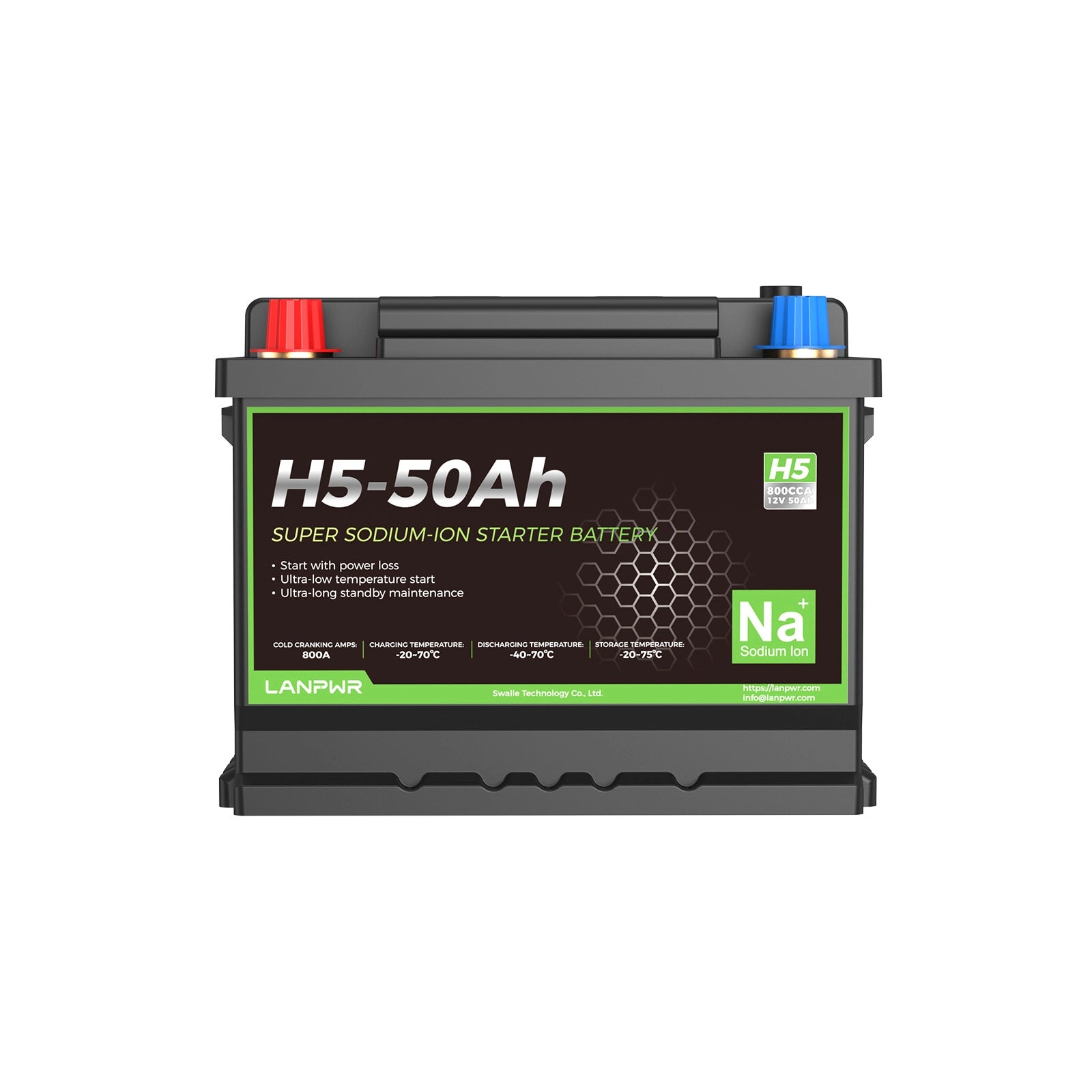 LANPWR Group-47 H5 Sodium-ion Starter Battery – 12V 50Ah | 800CCA | Cold Weather -40°C