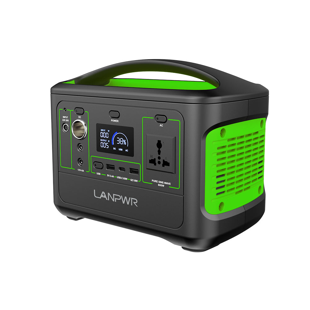 LANPWR M5-600 600W Portable Power Station + 100W Foldable Portable Solar Panel