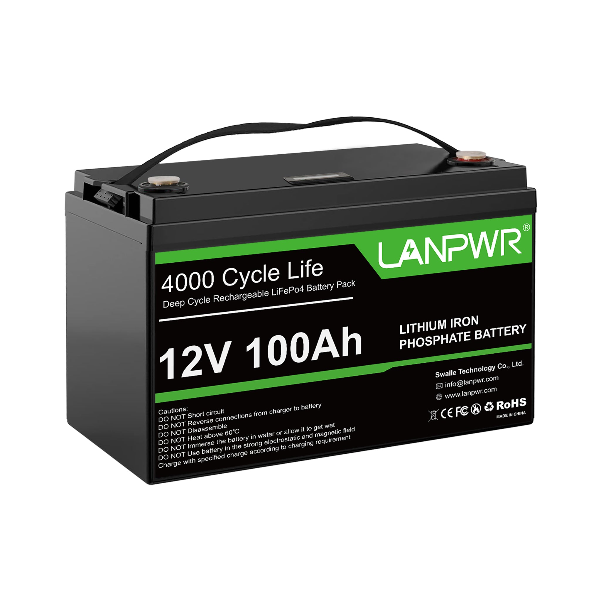 🔥【Pre-order】🔥 LANPWR 12V 100Ah LiFePO4 Battery with 4000+ Deep Cycles & Built-In 100A BMS, 1280Wh Best RV Lithium Battery
