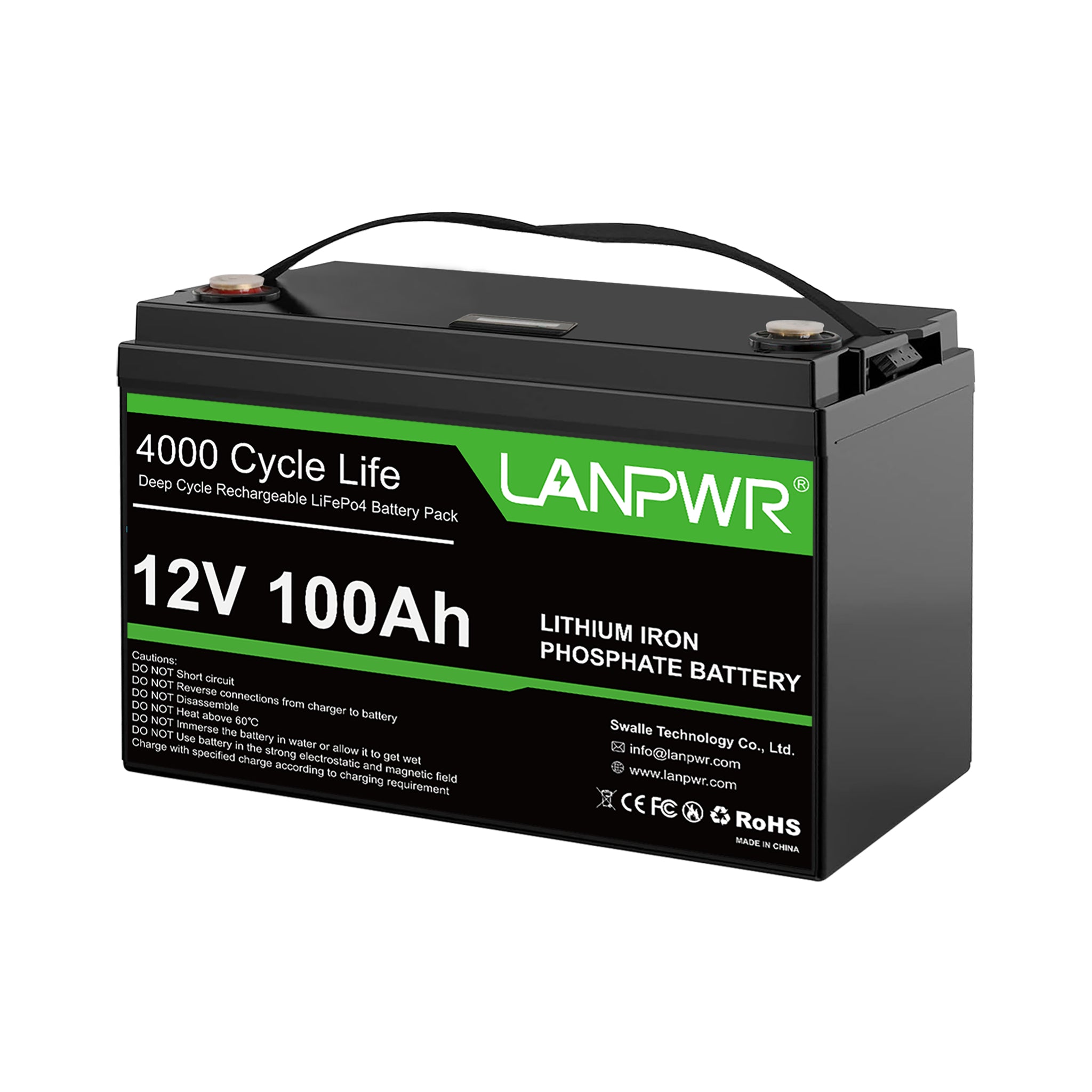 【Pre-order】LANPWR 12V 100Ah LiFePO4 Battery with 4000+ Deep Cycles & Built-In 100A BMS, 1280Wh Best RV Lithium Battery