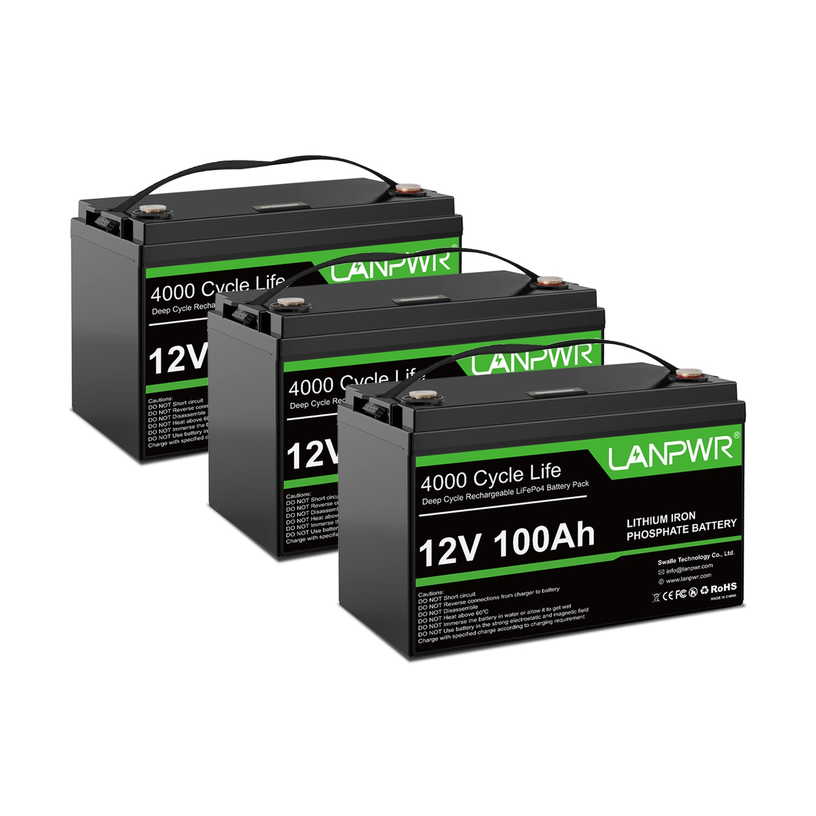 LANPWR 12V 100Ah LiFePO4 Battery, Built-In 100A BMS, 1280Wh Energy