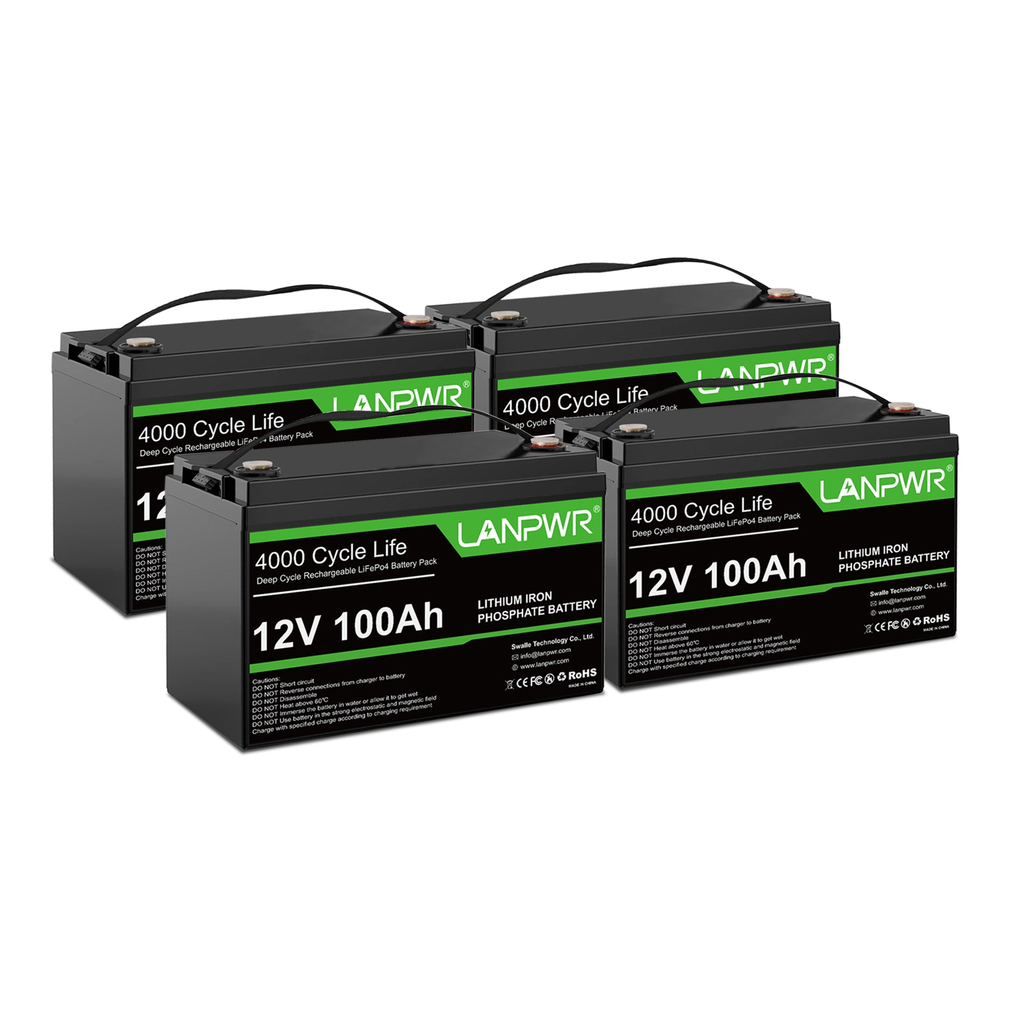 LANPWR 12V 100Ah LiFePO4 Battery with 4000+ Deep Cycles & Built-In 100A BMS, 1280Wh Best RV Lithium Battery