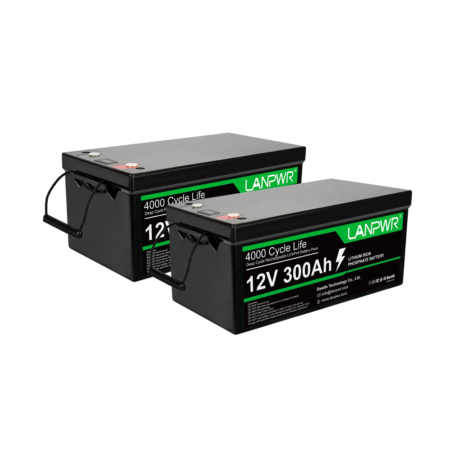 LANPWR 12V 300Ah LiFePO4 Battery, Maximum Load Power 2560W, 3840Wh Energy