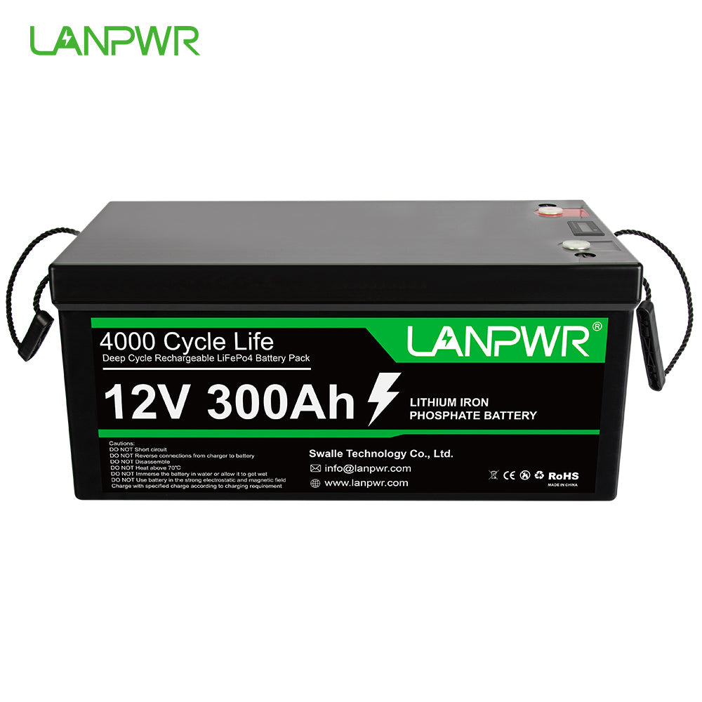 LANPWR 12V 300Ah LiFePO4 Battery, Maximum Load Power 2560W, 3840Wh Energy